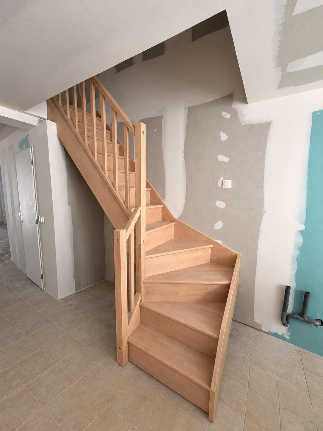Pose et aménagement d'un escalier en bois sur-mesure